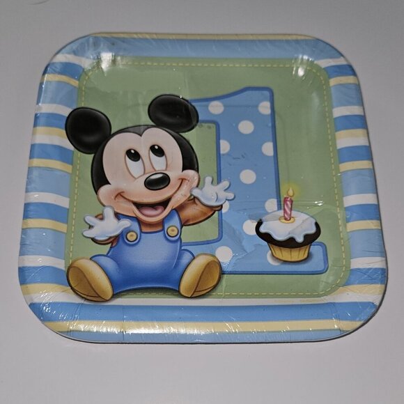 Plates Napkins Lot Disney Baby Mickey Mouse 1st Birthday Party Decor SEALED READ - Picture 6 of 11